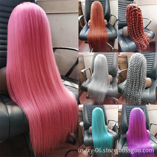 Wig Vendors Wholesale Price Blue Colored Virgin Brazilian Hair Wigs 100 Human Hair Lace Front Transparent HD Lace Frontal Wigs